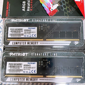 PATRIOT 패트리어트 DDR5 5600 32GB 16x2 하이닉스 A다이 언락 RGB 방열판 포함 팝니다