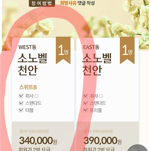 천안 소노벨 4월12~14일