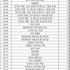 메가박스 Re. 시리즈 오리지널 티켓 세트 팔아요.