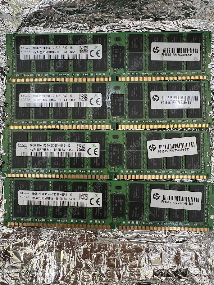 DDR4 ECC REG 16G 메모리 수량 판매합니다.
