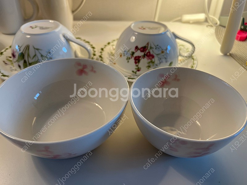 한국도자기 파인본차이나 커피잔세트--6