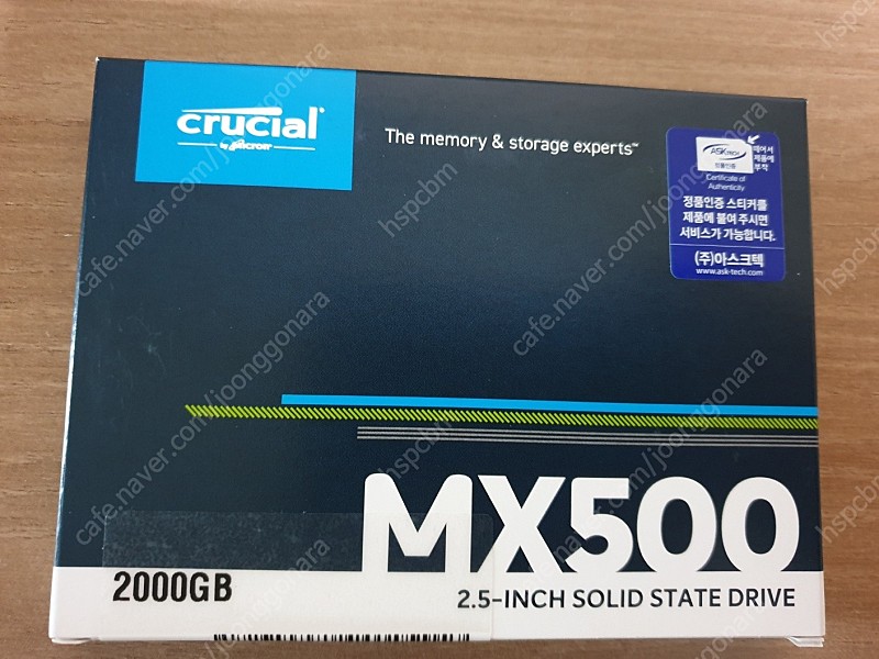 미개봉 2TB SSD 마이크론 크루셜 MX500 2TB SSD 국내정품 15.5만 서울구로