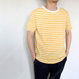 CURLY BRUSH BORDER TEE / YELLOW