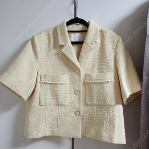 프론트로우 옐로 트위드 레몬 컬러 자켓+미디 스커트 세트 S