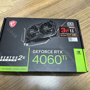 MSI 지포스 RTX 4060 Ti 벤투스 2X 블랙 OC D6 16GB