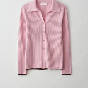 니트) 레이스 - Wool collar knit cardigan_Pink