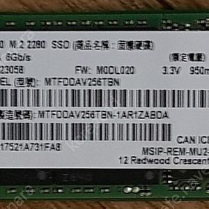 M.2 SATA 256GB Micron 1100 판매합니다.