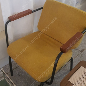 빈티지 패브릭 옐로우 노란 의자