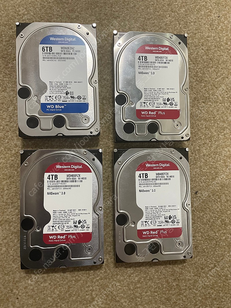 WD RED PLUS 4TB *3, BLUE 6TB *1 팝니다