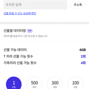 SKT데이터 2기가 팝니다