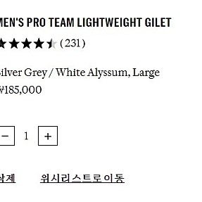 라파 프로팀 라이트웨이트 질렛 새상품 팝니다 MEN'S PRO TEAM LIGHTWEIGHT GILET