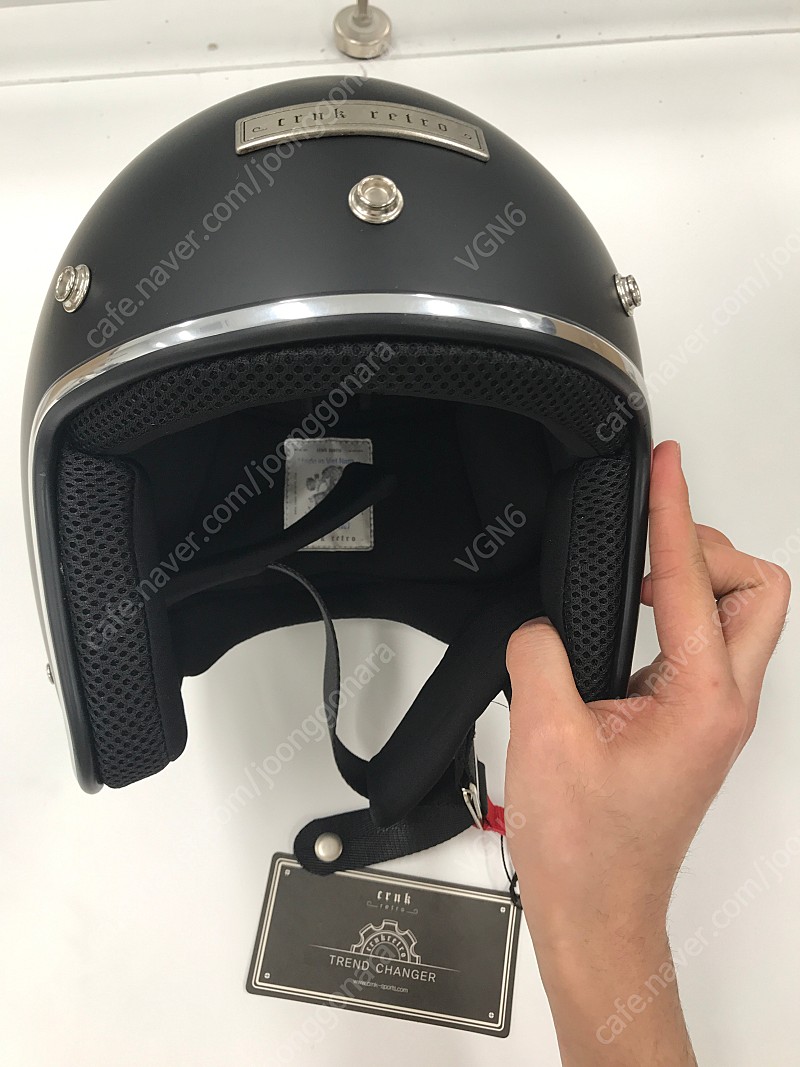 CRNK 크랭크 오토바이 헬멧 레트로 오픈페이스 헬멧 블랙 M