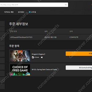 PC 드래곤즈 도그마 2 Dragon's dogma 스팀키 판매합니다