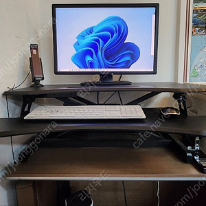 듀얼 데스크 높이조절 스탠딩 서서일하는 컴퓨터 책상