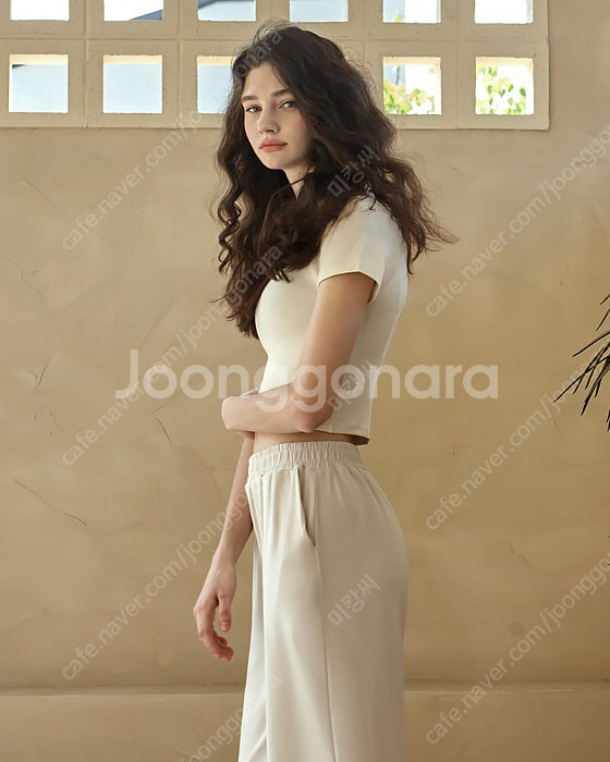 (새상품) 데비웨어 딜라잇 코튼 크롭티 반팔티 / 크림 / 요가복 필라테스복--2