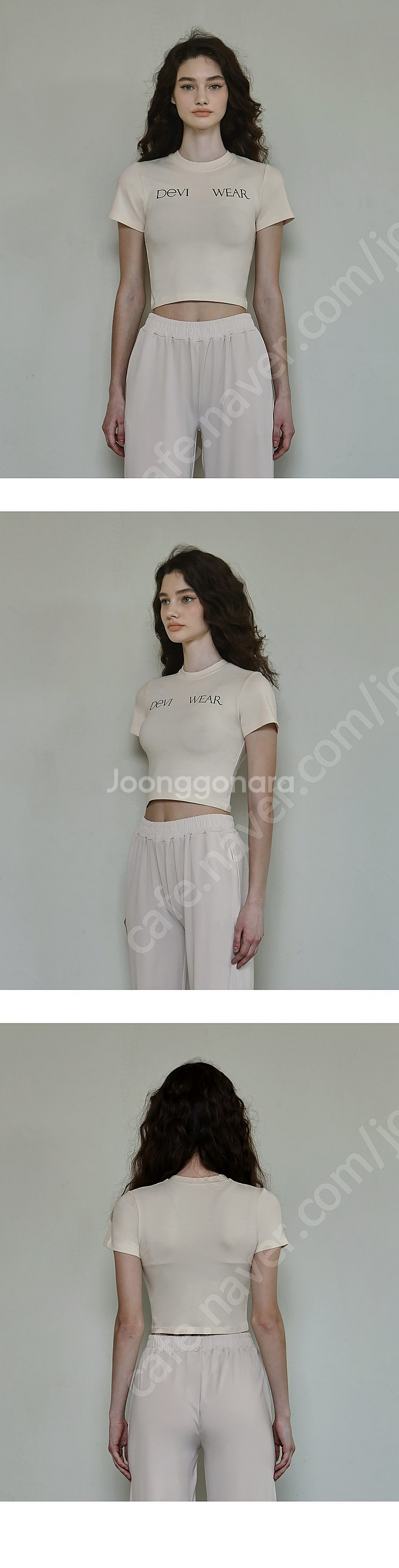 (새상품) 데비웨어 딜라잇 코튼 크롭티 반팔티 / 크림 / 요가복 필라테스복--5