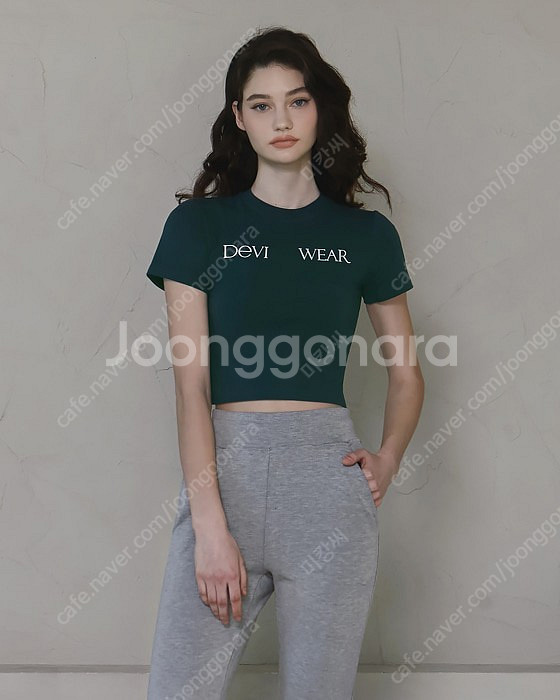 (새상품) 데비웨어 딜라잇 코튼 크롭티 반팔티 / 딥그린 / 요가복 필라테스복--1