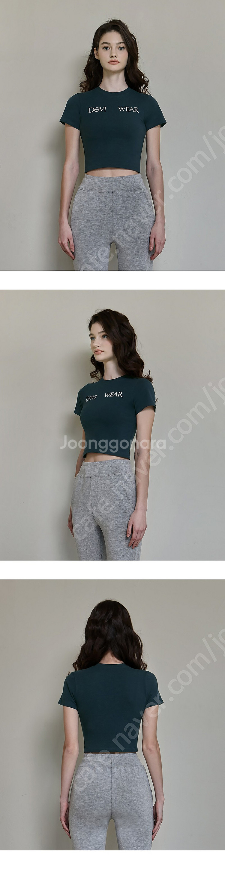 (새상품) 데비웨어 딜라잇 코튼 크롭티 반팔티 / 딥그린 / 요가복 필라테스복--3