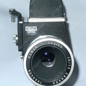 라이카 M용 Elmar 65mm F3.5 비조용 렌즈 와 어답터, Vizoflex III (비조 3) 은 박스 셋.