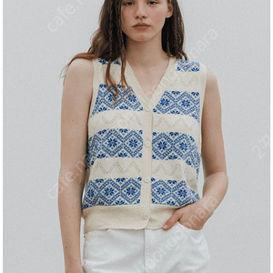 시엔느 Vintage Jacquard Vest (Cobalt Blue)