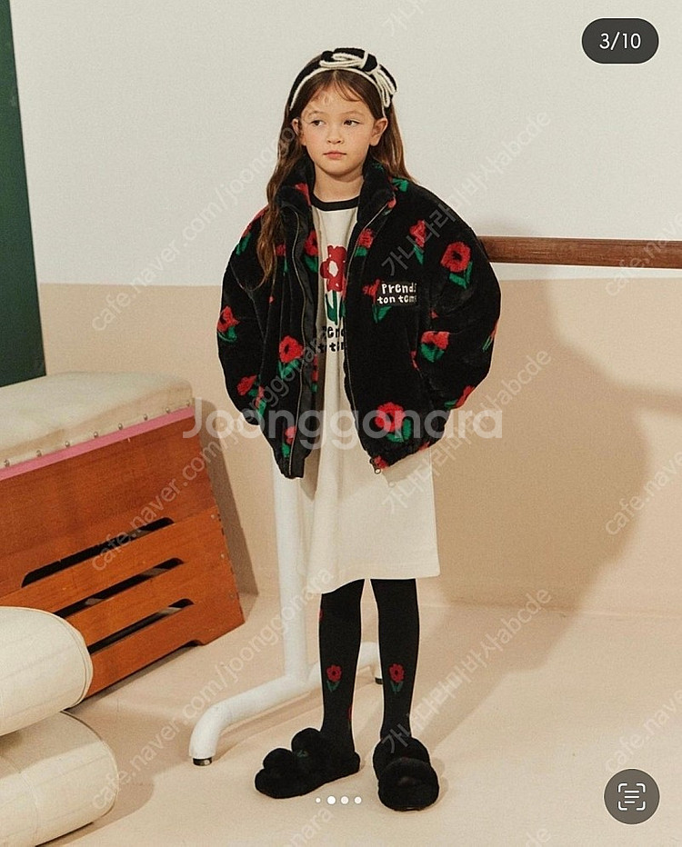 리미떼두두 블랙 플라워 퍼 자켓(XL) 모자(M) 새상...--1