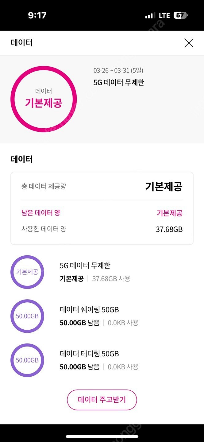 Lg 유플러스 데이터팝니다 2기가 3500원--0