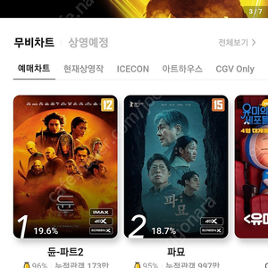 롯데시네마 CGV 메가박스 영화예매권 관람권 스몰세트 팝콘 콜라 쿠폰