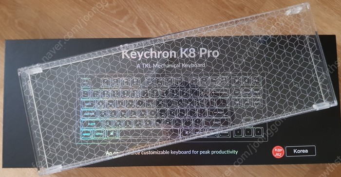 키크론 K8 PRO 알루미늄 RGB 기계식 핫스왑 저소음 적축 무선 (한글각인) + 키보드 덮개