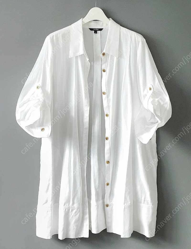 Tube 튜브 화이트 텐셀 코튼 롱셔츠 면 블라우스 가디건대용 롱블라우스 여름가디건 흰색셔츠 55 66 77