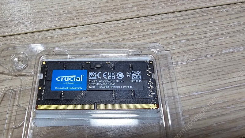 [서울 공덕동] Crucial 노트북램 32g x1 DDR5-4800 (미사용 단순개봉)