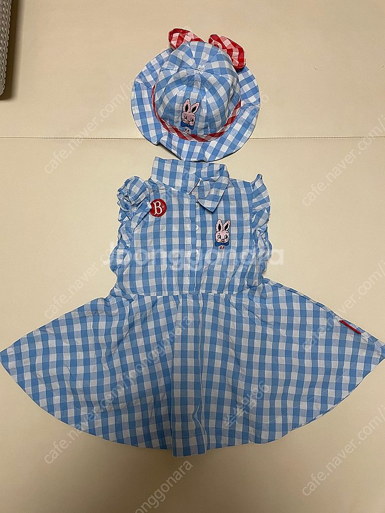 베베드피노 베이비 깅엄체크 러플 원피스100+체크버킷햇--0