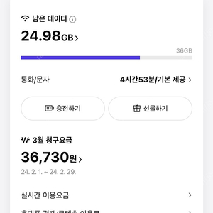 Skt 데이터 2gb