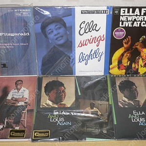 LP ; ella fitzgerald 엘라 핏제랄드 여성 재즈 보컬 엘피 음반 6장 루이 암스트롱, 오스카 피터슨 jazz