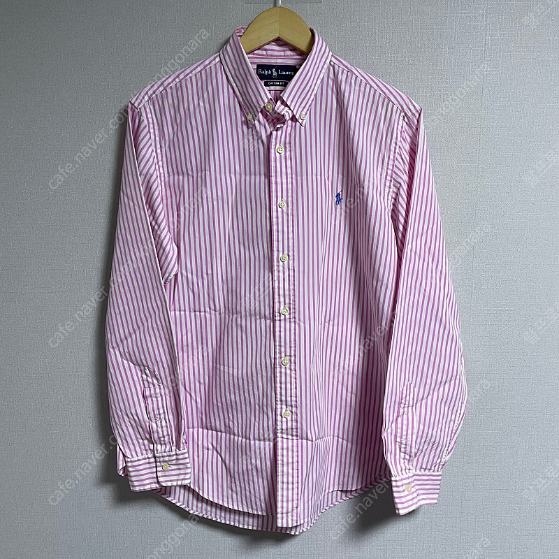 폴로 랄프로렌 스트라이프 드레스 셔츠 핑크&화이트 슬림핏 XL (남성 105정도)