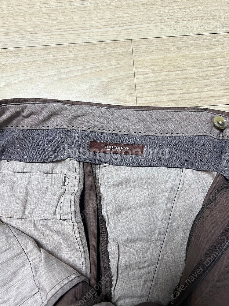 에치젠야 노턱 브라운 코튼팬츠--1