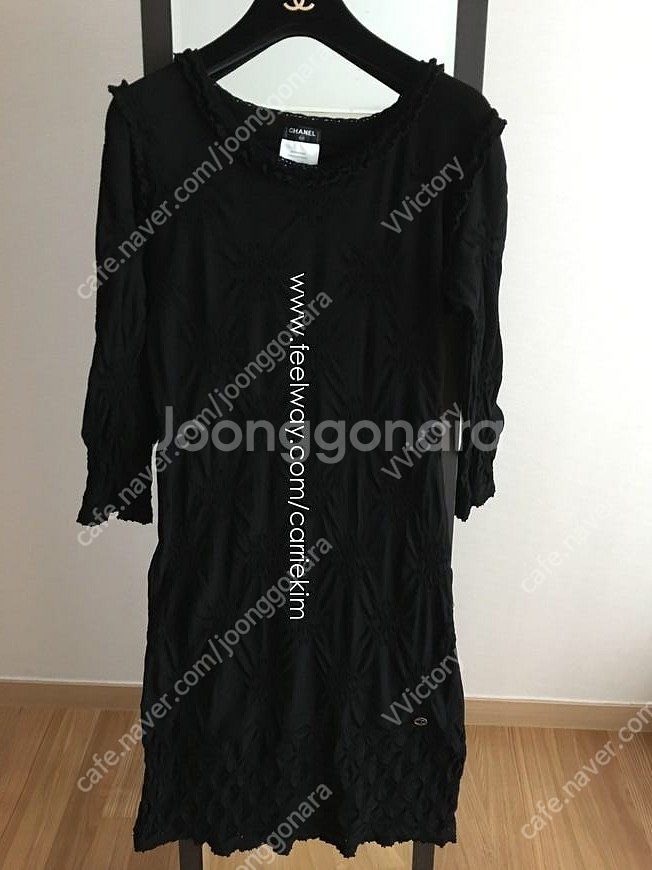 할인> 샤넬 레이온 러플 블랙 원피스--0