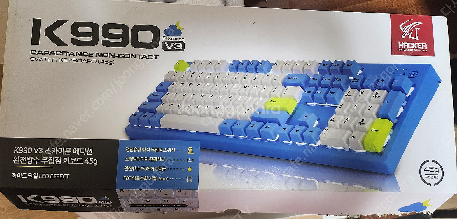 앱코 k990 v3 스카이문 LED 무접점 키보드 팝니...--4