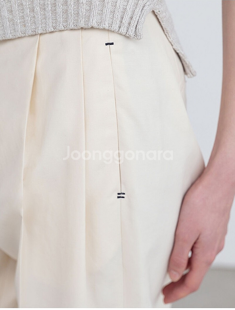 리이 팬츠 RE RHEE PIN TUCK STRAIGH...--2
