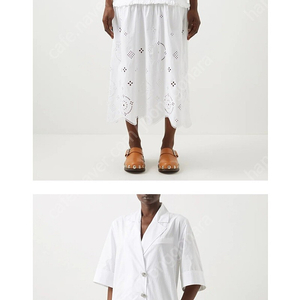 GANNI 가니 롱원피스 Gathered broderie anglaise cotton midi dress