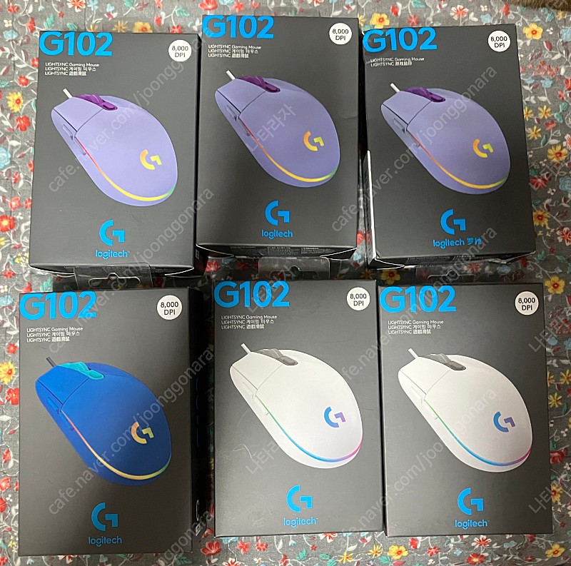 로지텍 G102 게이밍 마우스 6개 일괄 판매