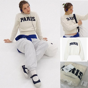 벤시몽 logo paris knit 니트 스웨터 아이보리 새상품