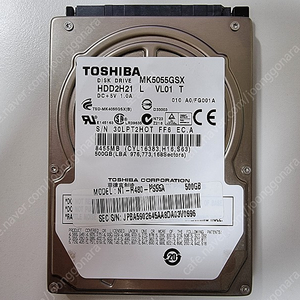 [부품용] Toshiba 노트북용 MK5055GSX 500G 5400 8M SATA2 팝니다.