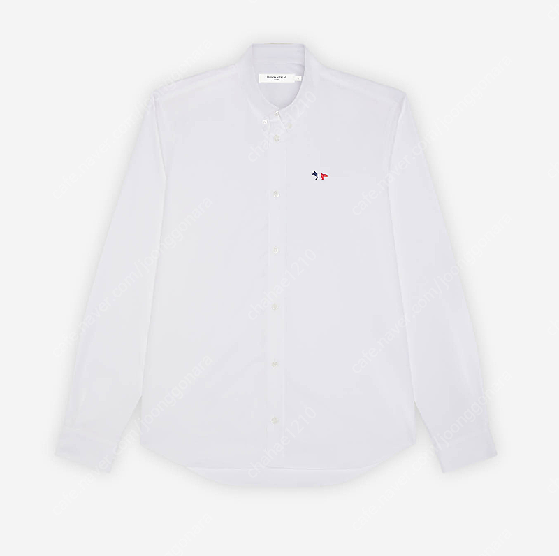 메종키츠네 셔츠 Maison Kitsuné Tricolor Fox Patch Classic Shirt BD White 40size