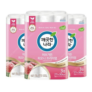 깨끗한나라 신제품 피오니 프리미엄 화장지 30롤×3팩(총90롤)무료배송34900원