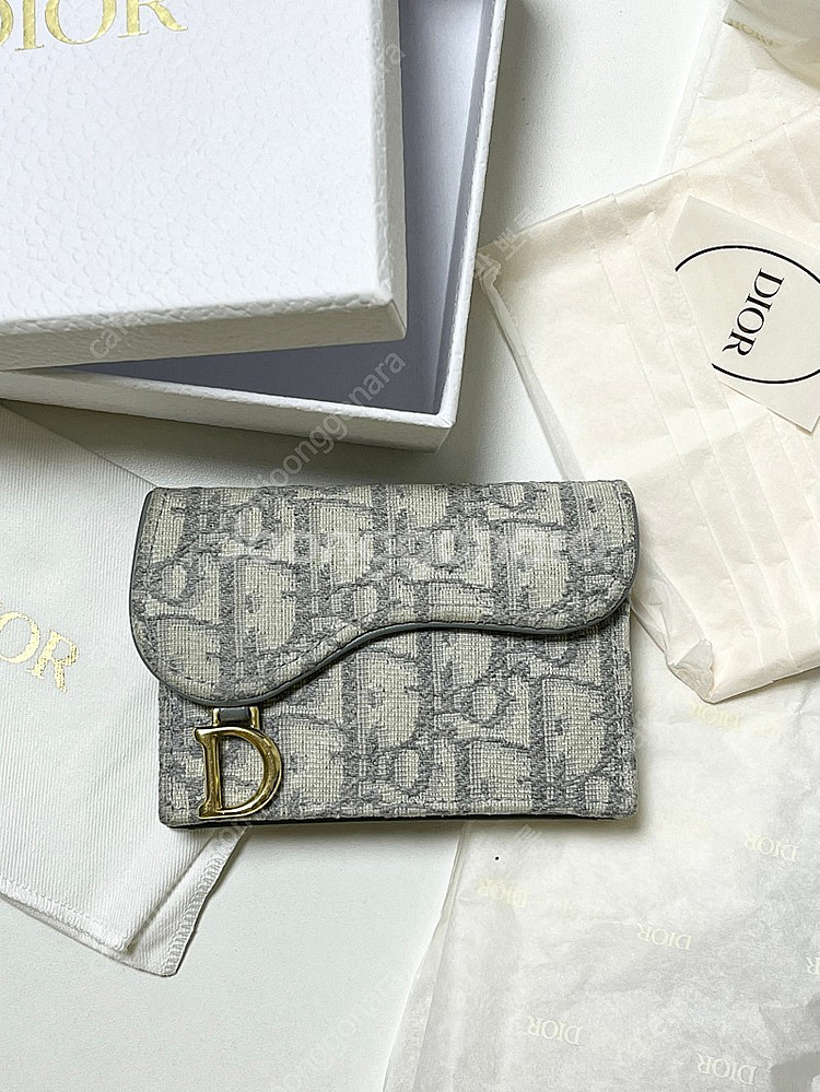 디올 오블리크 새들지갑 그레이--0