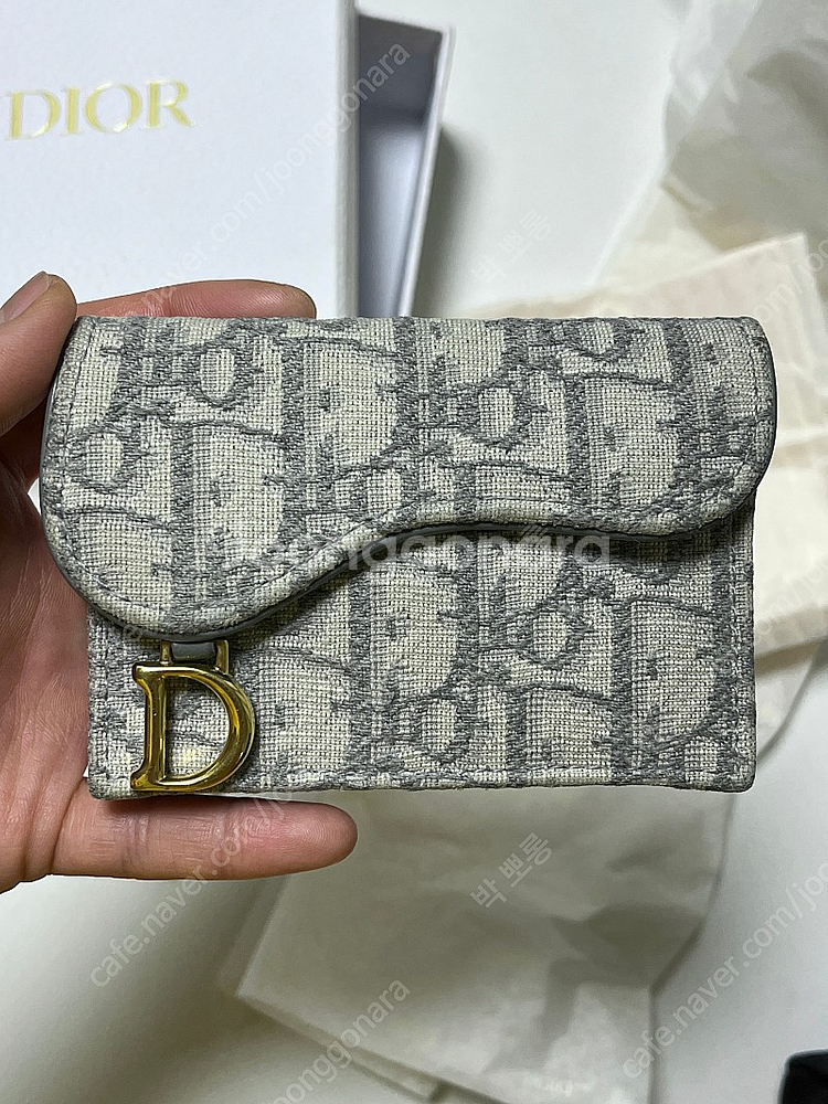 디올 오블리크 새들지갑 그레이--1