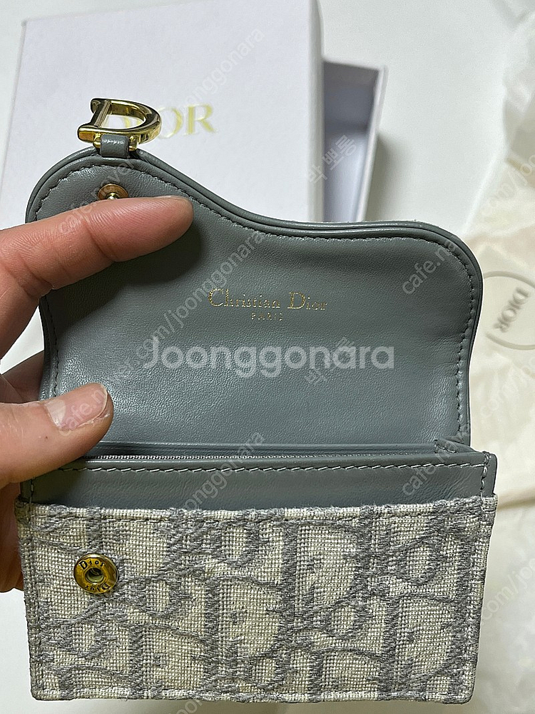 디올 오블리크 새들지갑 그레이--2