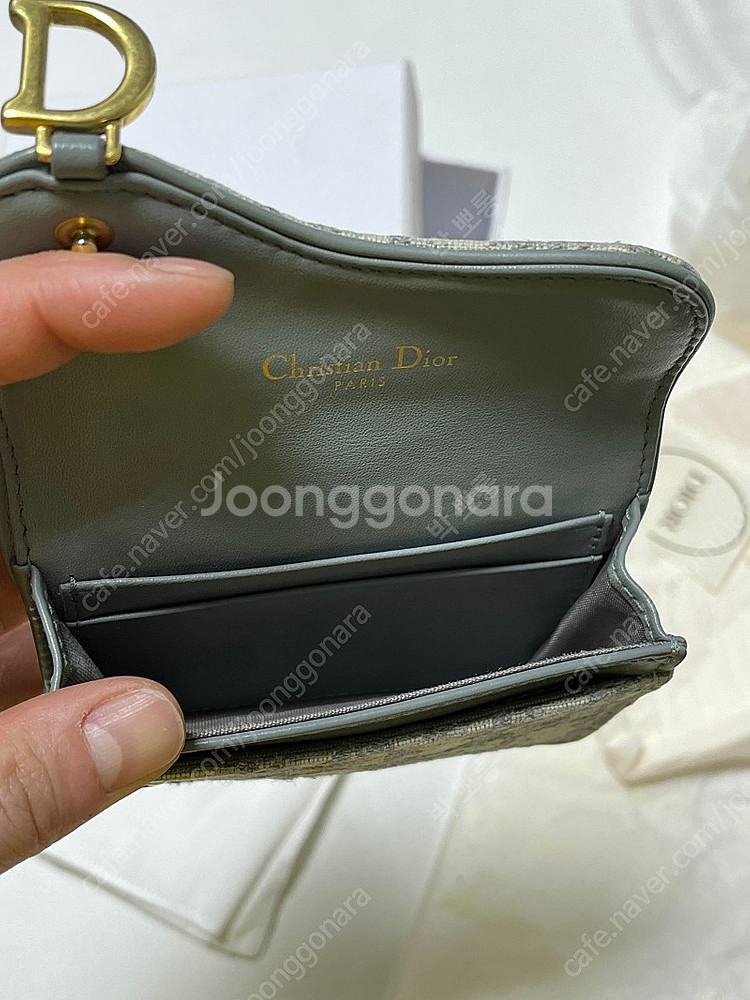 디올 오블리크 새들지갑 그레이--3