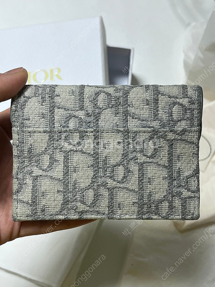 디올 오블리크 새들지갑 그레이--4