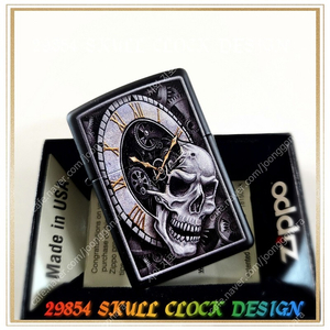 정품 미개봉 새 지포라이터 29854 SKULL CLOCK DESIGN